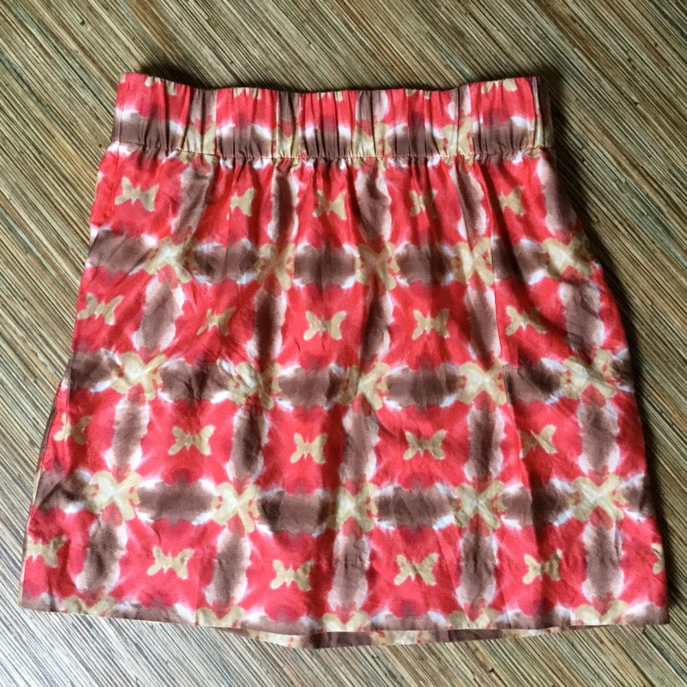 J.Crew Mini Skirt Orange Brown Tan White Ikat